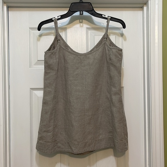 Eileen Fisher - spaghetti strap organic linen tan/gray tank with sequin - size M - Picture 2 of 4